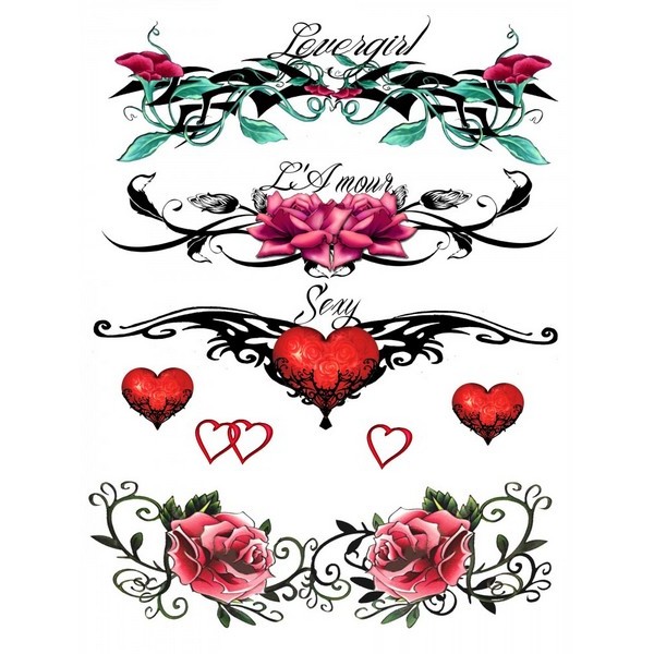 Tatouage éphémère Plaque de 4 Love Tattoo