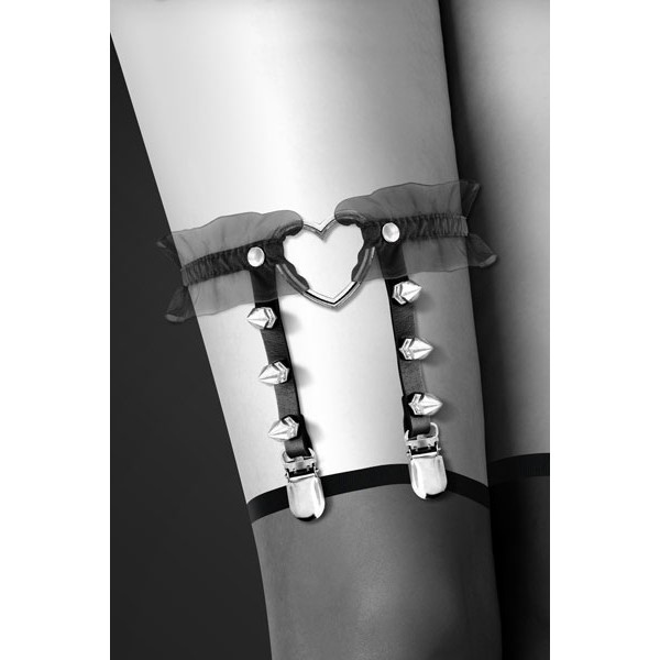 Jarretière Fetish Coeur et pointes acier Bijoux Pour Toi noire Jarretière Fetish Coeur et pointes acier Bijoux Pour Toi noire