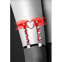Jarretière Fetish Coeur et pointes acier Bijoux Pour Toi rouge