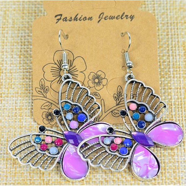Boucles Oreilles Athena Papillon en Strass et perles