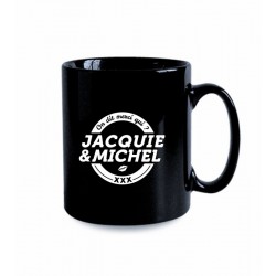 Mug noir logo rond Jacquie et Michel