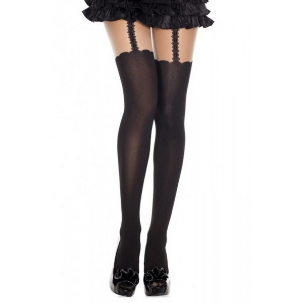Collant Fantaisie Effet Bas Opaque Avec Jarretelles 7298 Music Legs Collant Fantaisie Effet Bas Opaque Avec Jarretelles 7298 Music Legs