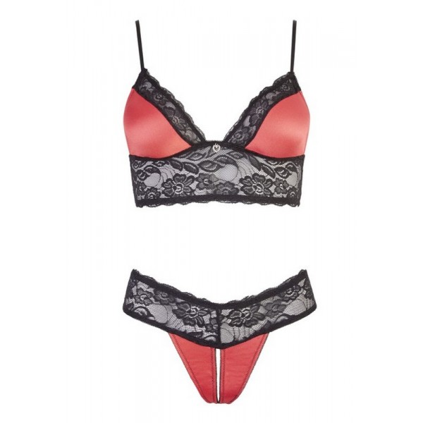 Soutien-Gorge en dentelle et string ouvert Lingerie Cottelli