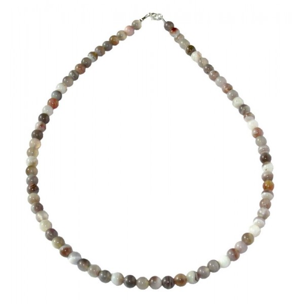 Collier Agate botswana – Pierres boules 6mm