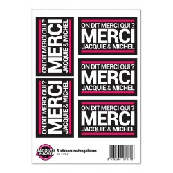 5 stickers noir logo rectangle Jacquie et Michel