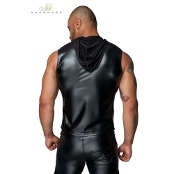 Veste à capuche sans manches H062 Noir Handmade dos