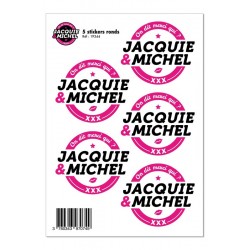 5 stickers blanc logo rond Jacquie et Michel