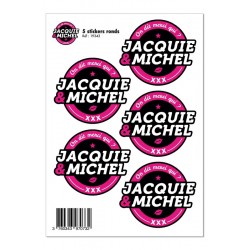 5 stickers noir logo rond Jacquie et Michel