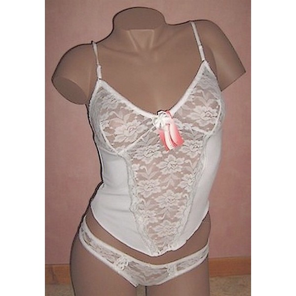 Caraco dentelle et lycra blanc Caraco dentelle et lycra blanc