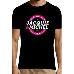 T-shirt Jacquie & Michel 9322 noir n°4 Inscription Rose