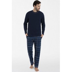 Ruben Pyjama long pour homme en coton marine