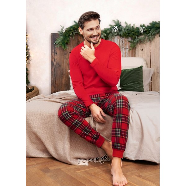 Narwik pyjama long homme en coton rouge