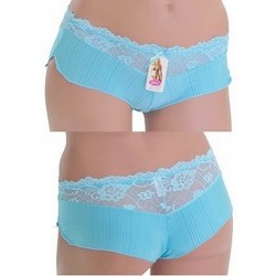 Shorty dentelle et lycra bleu