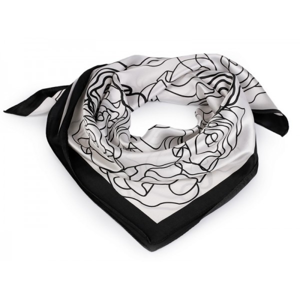 Foulard imprimé satiné beige clair Foulard imprimé satiné beige clair