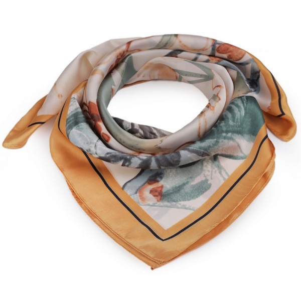 Foulard imprimé Fleurs et papillons beige