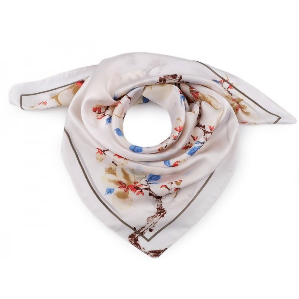 Foulard imprimé Magnolia blanc