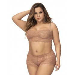 Ensemble lingerie dentelle grandes tailles Mapalé taupe