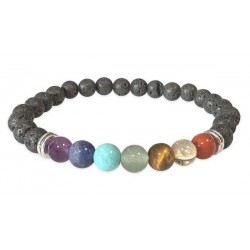 Bracelet Pierre de Lave et 7 Chakras – Pierres boules 6mm