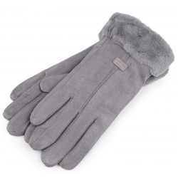 Gants pour dames avec fourrure gris