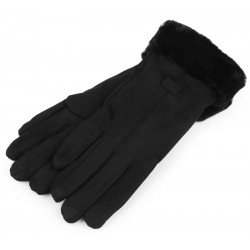 Gants pour dames avec fourrure noir