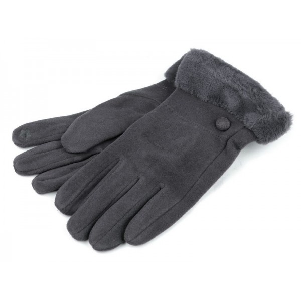 Gants pour dames avec fourrure anthracite Gants pour dames avec fourrure anthracite
