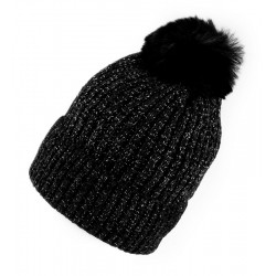 Bonnet d’hiver en laine chenille avec lurex noir