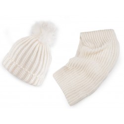 Ensemble bonnet à pompon et col tube