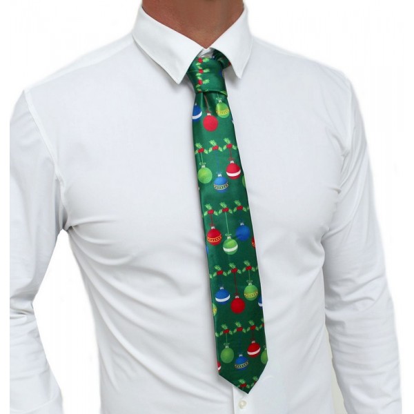Cravate de Noël en satin vert Cravate de Noël en satin vert