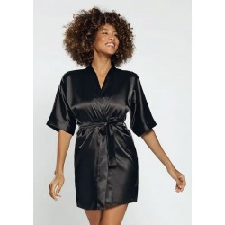 Déshabillé 90 satin uni Lingerie DKaren noir