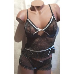 Caraco en Tulle scintillant noir