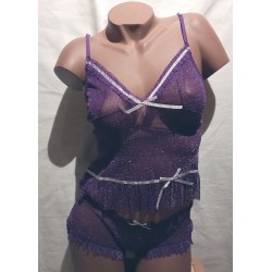 Caraco en Tulle scintillant violet