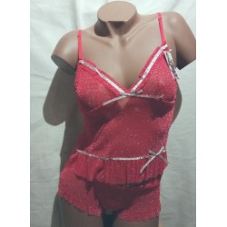 Caraco en Tulle scintillant rouge