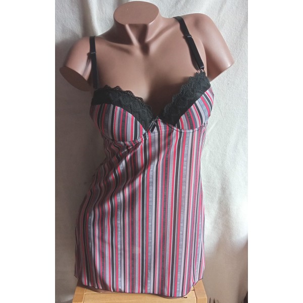 Nuisette J910802 Rayée Gris/Rouge Nuisette J910802 Rayée Gris/Rouge