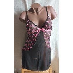 Nuisette avec Broderie J98608 Noire