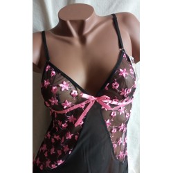 Nuisette avec Broderie J98608 Noire