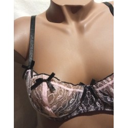 Ensemble en dentelle J88639  Noir/Rose