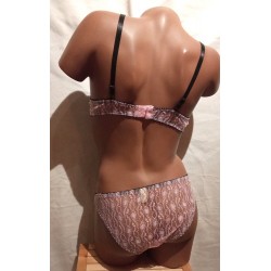 Ensemble en dentelle J88639  Noir/Rose