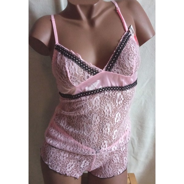 Caraco dentelle rose Caraco dentelle rose