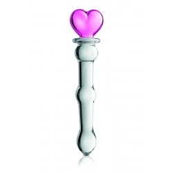 Gode en verre bicolor avec boules et coeur n°21 Glossy