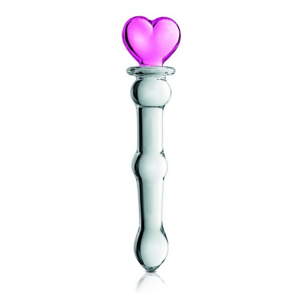 Gode en verre bicolor avec boules et coeur n°21 Glossy Gode en verre bicolor avec boules et coeur n°21 Glossy