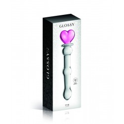 Gode en verre bicolor avec boules et coeur n°21 Glossy