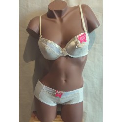 Ensemble avec shorty B2857 Blanc-Jaune