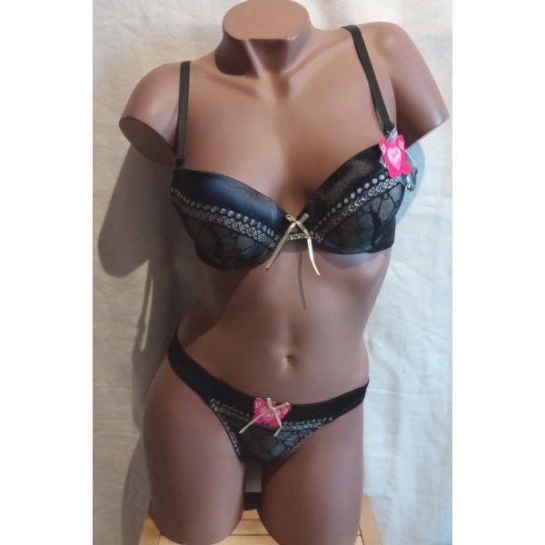 Ensemble avec string C1033 Noir Ensemble avec string C1033 Noir
