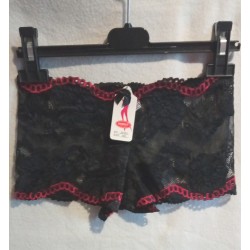Shorty dentelle bicolore noir