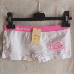 Shorty microfibre Fleurs 0603 blanc